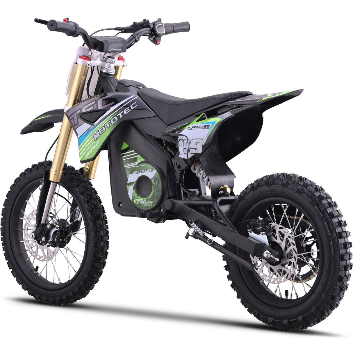MotoTec 48v 1800w Pro Electric Dirt Bike Lithium - Green