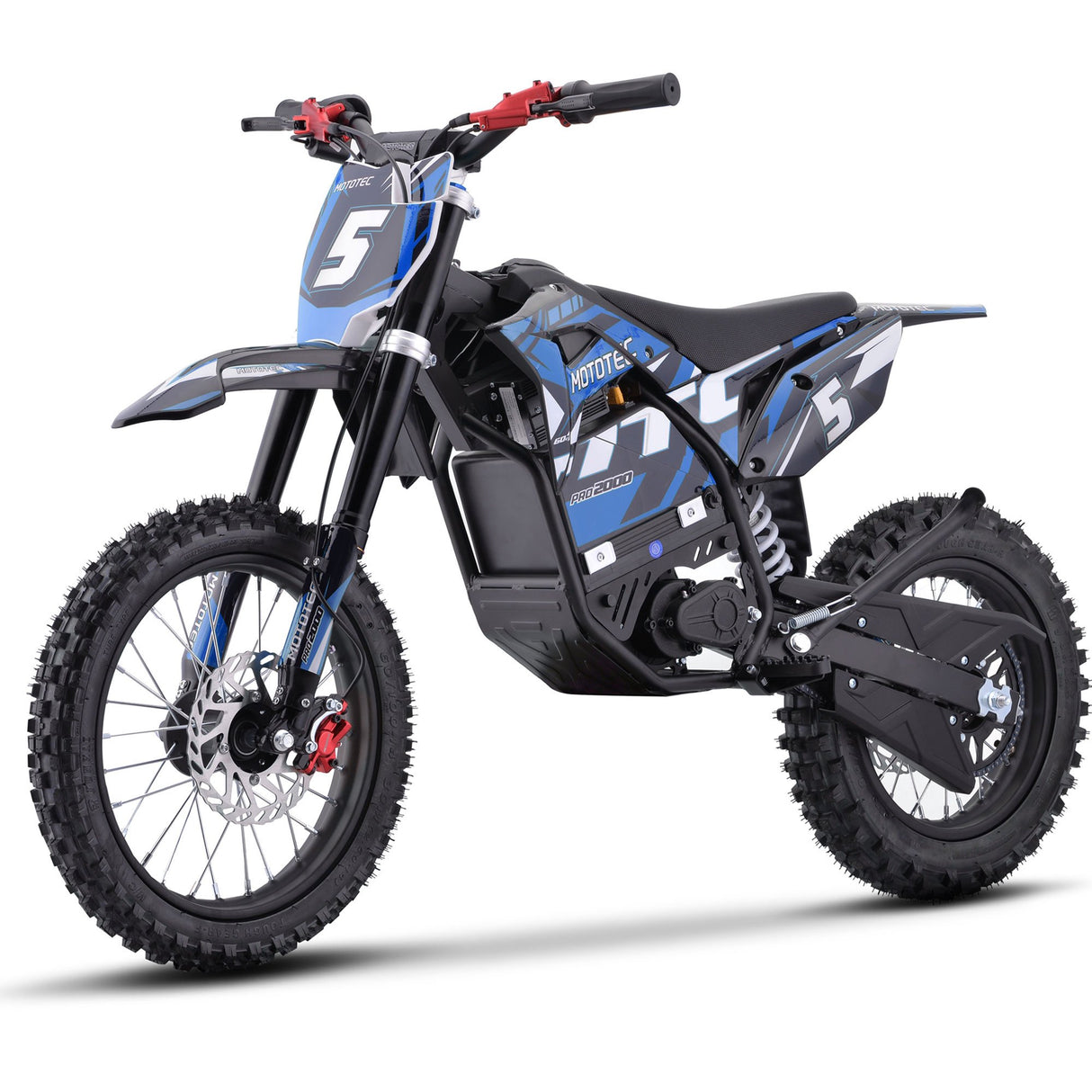 MotoTec 60v 2000w Pro Electric Dirt Bike Lithium - Blue
