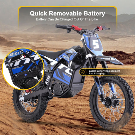 MotoTec 60v 2000w Pro Electric Dirt Bike Lithium - Blue