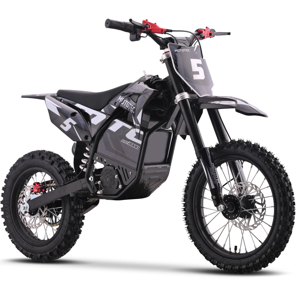MotoTec 60v 2000w Pro Electric Dirt Bike Lithium - Grey