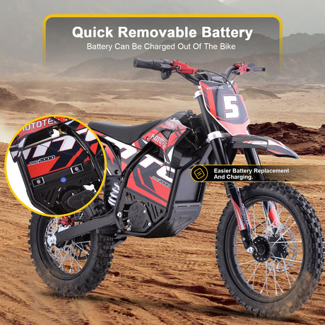 MotoTec 60v 2000w Pro Electric Dirt Bike Lithium - Red