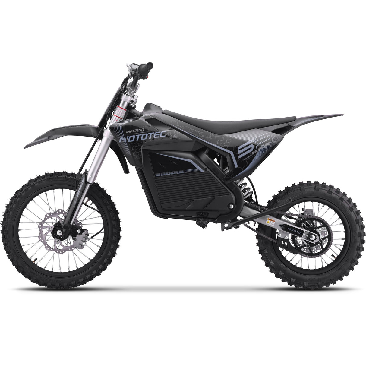 MotoTec 72v 5000w Pro Electric Dirt Bike Lithium - Grey