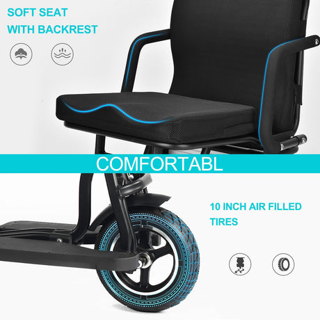 MotoTec Folding Mobility Electric Trike 48v 700w Dual Motor Lithium Bl
