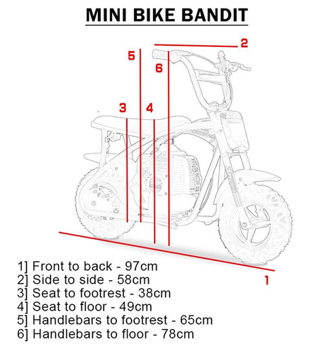 MotoTec Bandit 52cc 2-Stroke Kids Gas Mini Bike - Blue