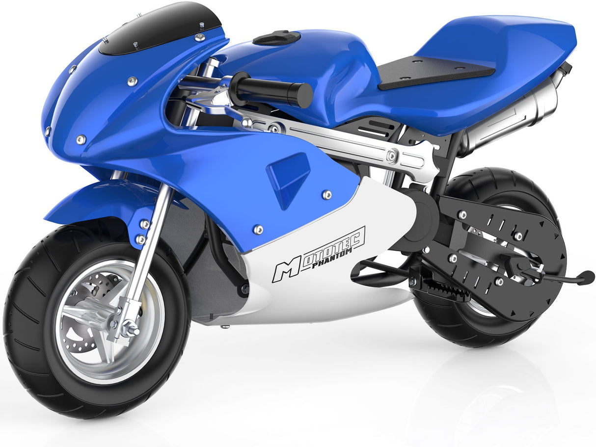 MotoTec Phantom Gas Pocket Bike 49cc 2-Stroke - Blue