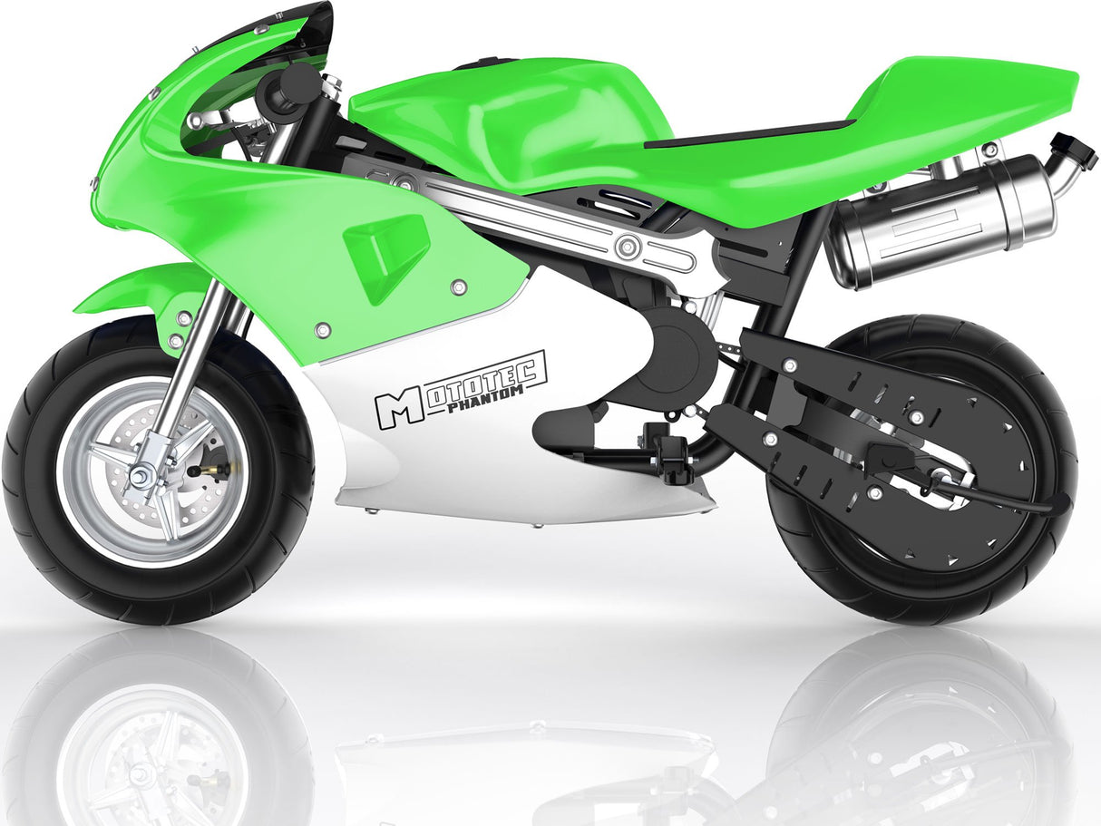 MotoTec Phantom Gas Pocket Bike 49cc 2-Stroke - Green