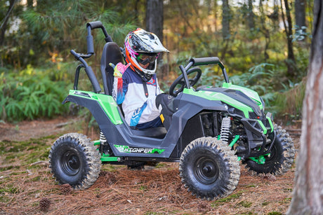 MotoTec - Raider Kids UTV 48v 1200w Full Suspension Green - Blue