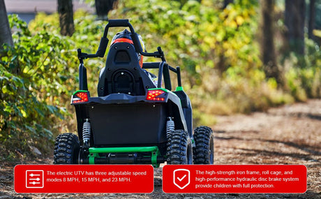 MotoTec - Raider Kids UTV 48v 1200w Full Suspension Green - Red