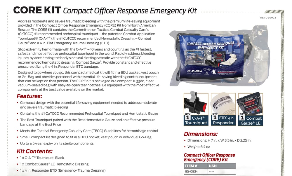 North American Rescue – Compact Officer Response Emergency (CORE) Kit