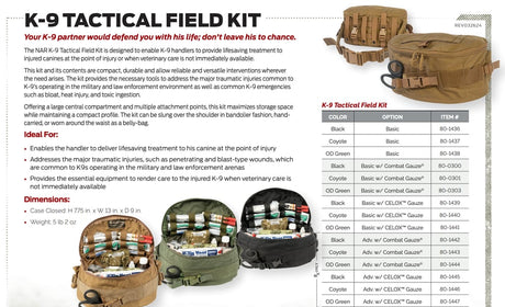 North American Rescue - K-9 Tactical Field Kit for Working Dogs
