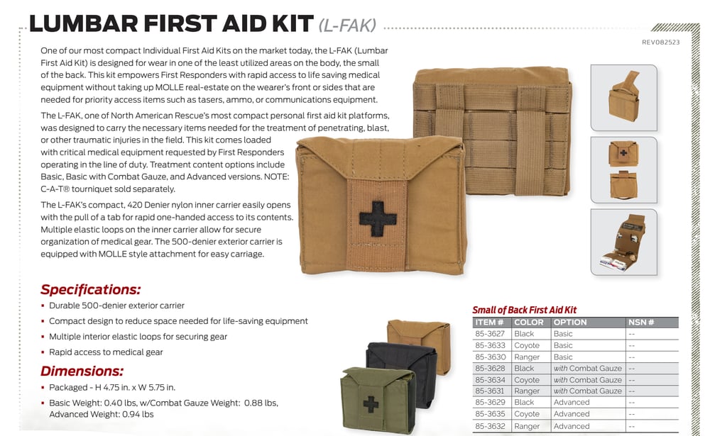 North American Rescue – Lumbar First Aid Kit (L-FAK) Compact IFAK