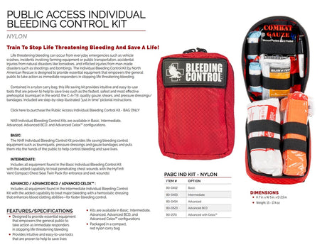 North American Rescue - Public Access Individual Bleeding Control Kit - Red Nylon Bag