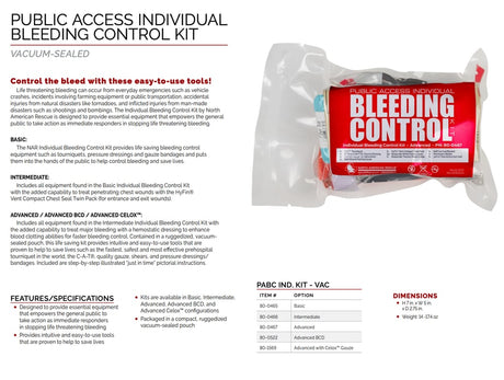 North American Rescue - Public Access Individual Bleeding Control Kit - Vacuum Sealed