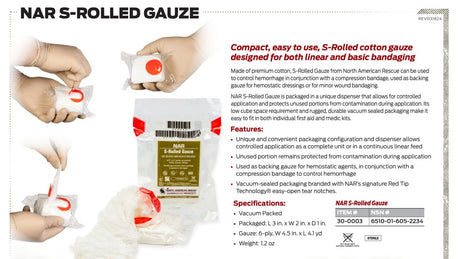 North American Rescue - S-Rolled Gauze