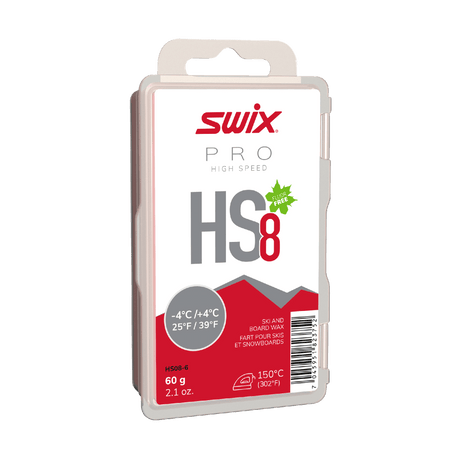 SWIX - HS8 Red Fluoro-Free Glide Wax, 60 g (25°F to 39°F)