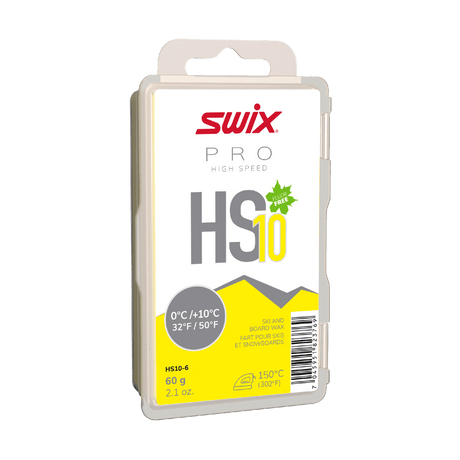 SWIX - HS10 Yellow Fluoro-Free Glide Wax, 60 g (32°F to 50°F)