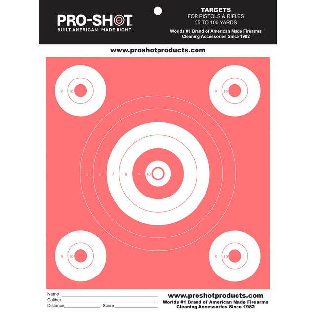 Pro-Shot Products - 8.5x11 Orange Glow Bullseye Target 12 Pack