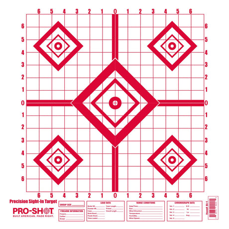 Pro-Shot - 16 x 16" Red Diamond Precision Sight-In Target 10 Pack