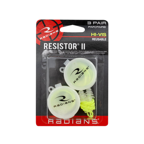 Radians - FP43HV Reusable Earplugs, 3 Pack - Hi-Vis Green — view 2