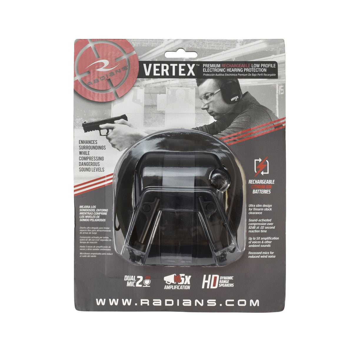 Radians - Vertex Electronic Low-Profile Earmuff - Black — view 6
