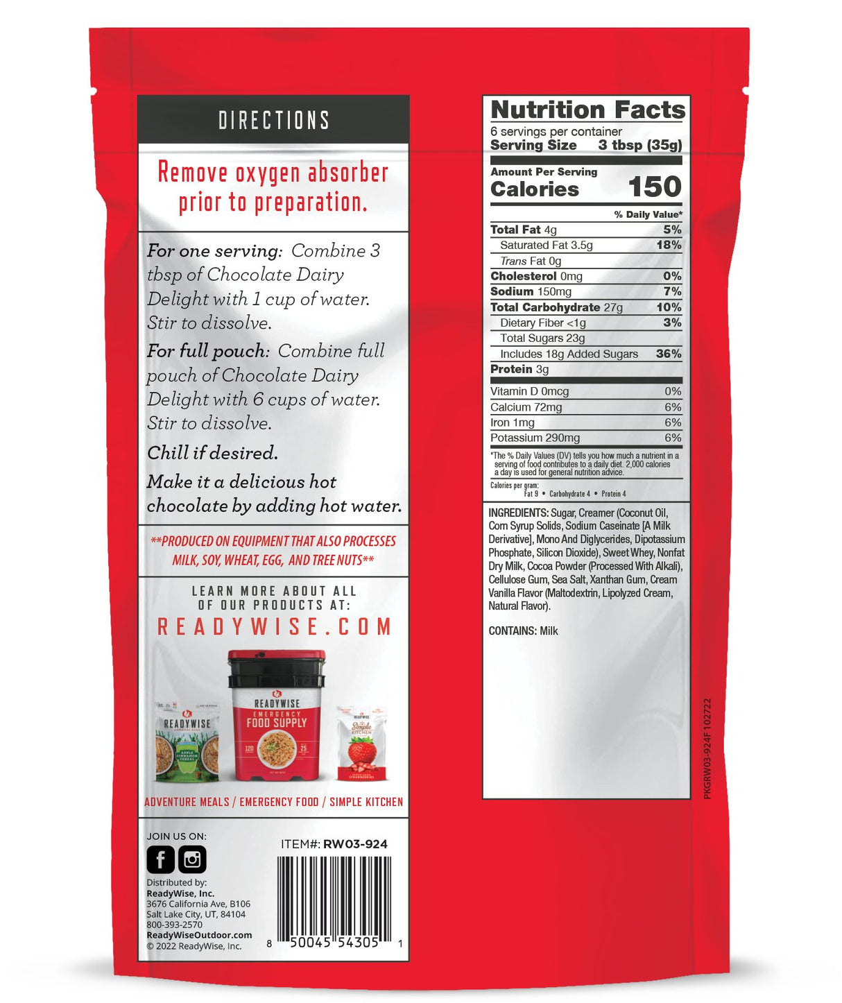 ReadyWise - 6 CT Case Chocolate Dairy Delight