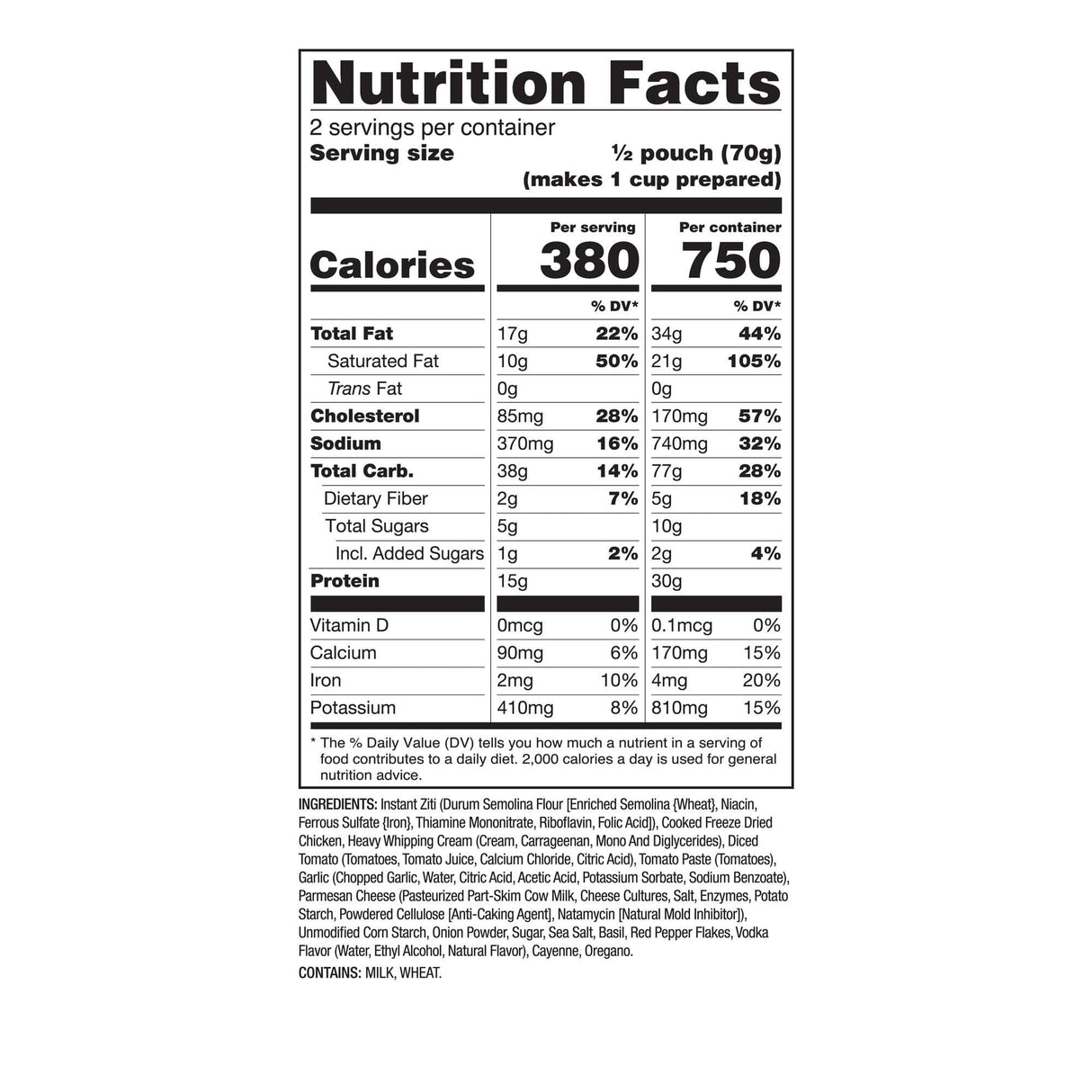 ReadyWise - 6 CT PRO Meal - Pasta alla Vodka