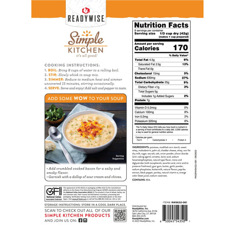 ReadyWise - 6 CT Case Cheddar Potato Soup — view 4