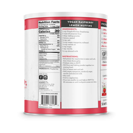 ReadyWise - Freeze-Dried Raspberries #10 Can, 22 Servings