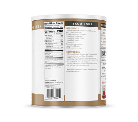 ReadyWise - Freeze-Dried Beef Patty Crumbles, 22 Servings