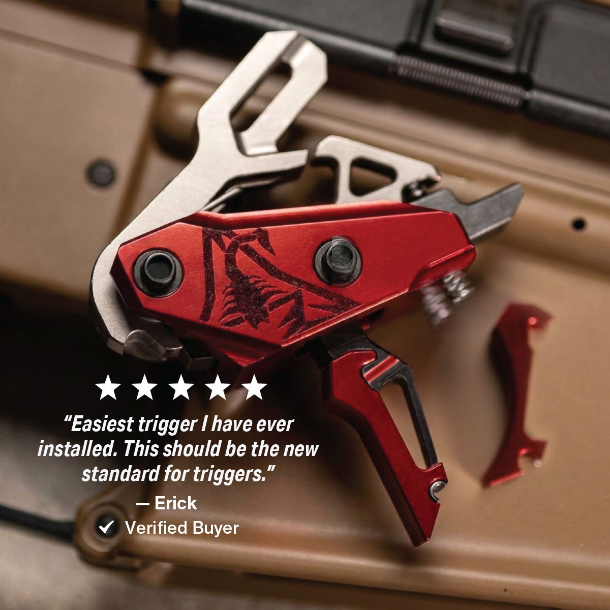 Rise Armament - Rev 535 Slide-and-Snap AR Trigger - Silver-Red — view 10