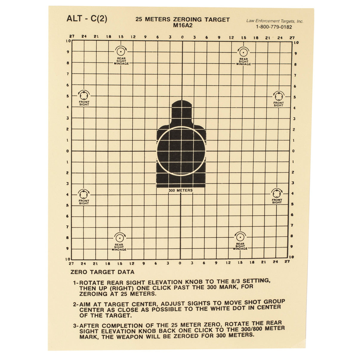 Action Target - 25 Meter M16A2 Zeroing Target, 100 Pack