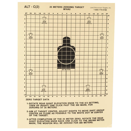 Action Target - 25 Meter M16A2 Zeroing Target, 100 Pack