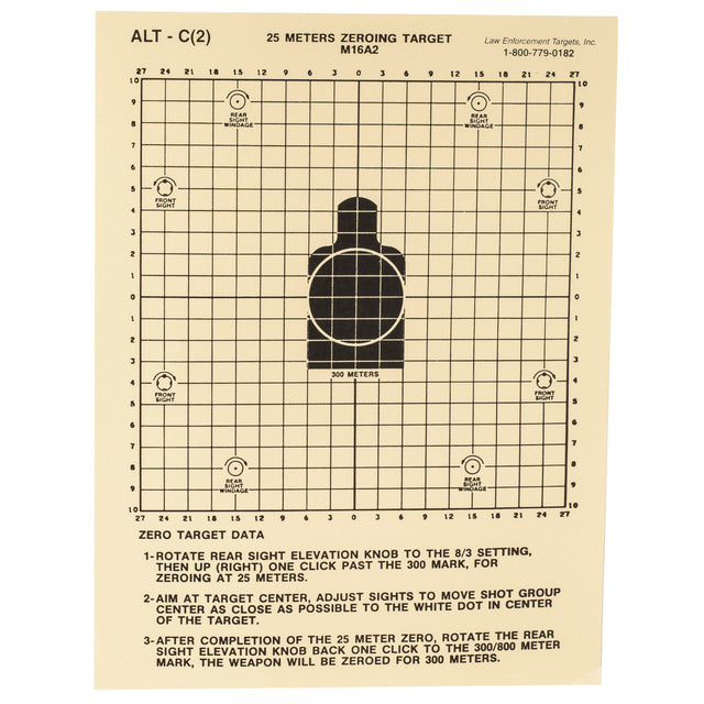 Action Target - 25 Meter M16A2 Zeroing Target, 100 Pack