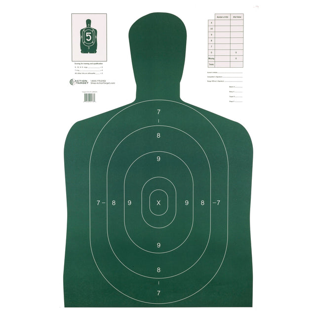Action Target - B-27E Economy Target, Green Silhouette, 100 Pack