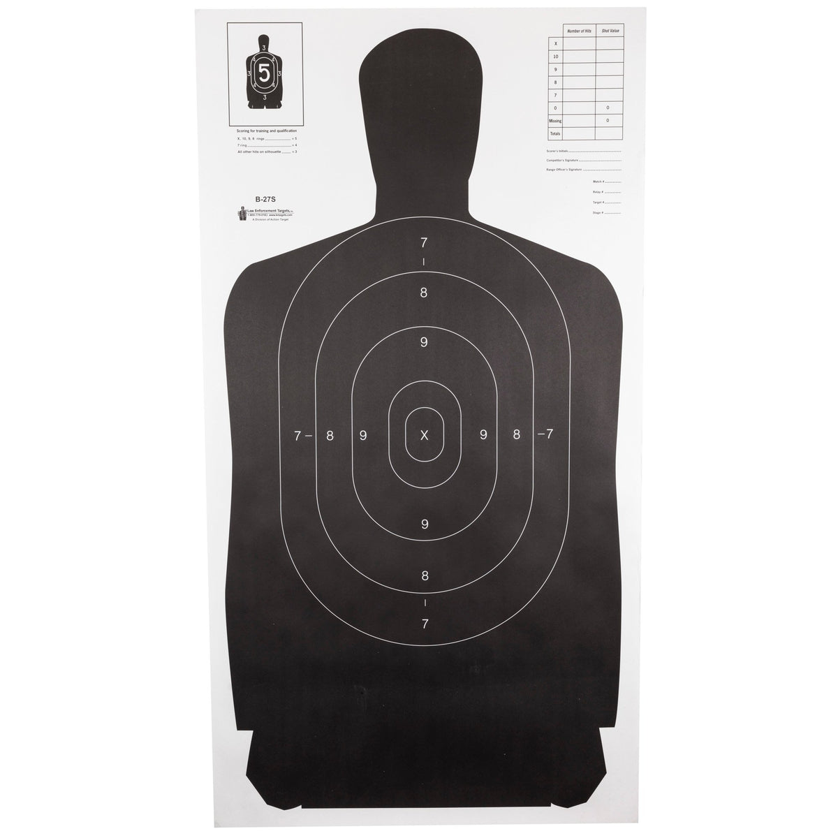 Action Target - B-27S Standard Black Silhouette Targets, 100 Pack