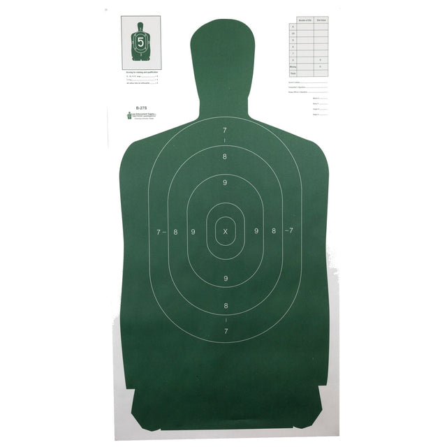 Action Target - B-27S Green Silhouette Targets, 100 Pack
