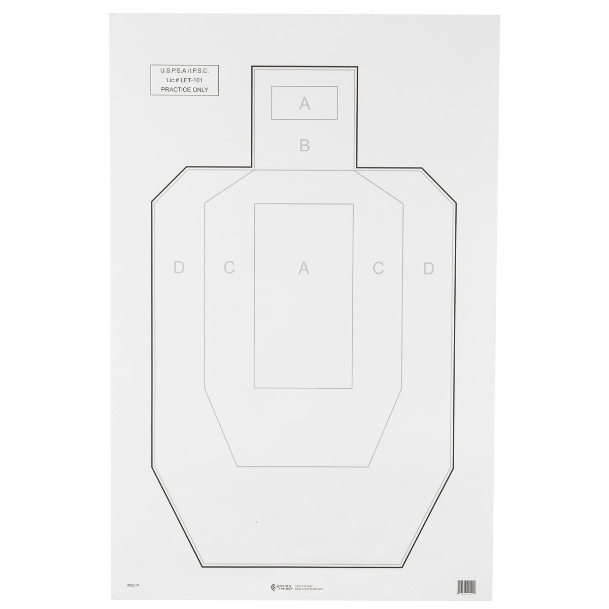 Action Target - USPSA/IPSC Practice Paper Targets 100 Pack