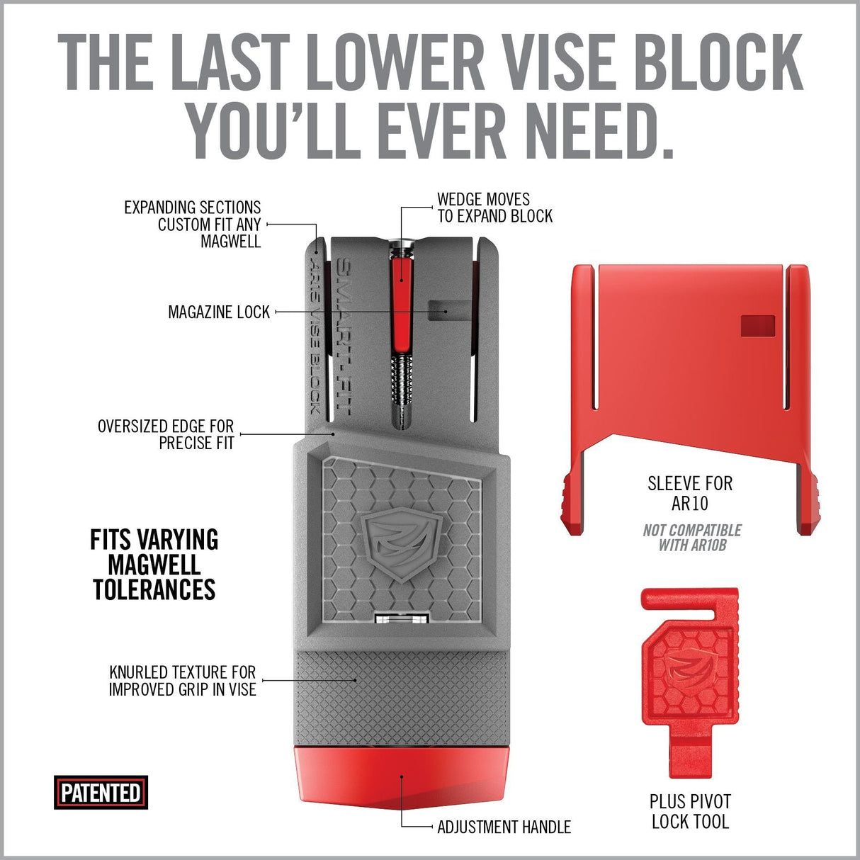 Real Avid - Smart Fit Vise Block Sleeve for AR10 - Red