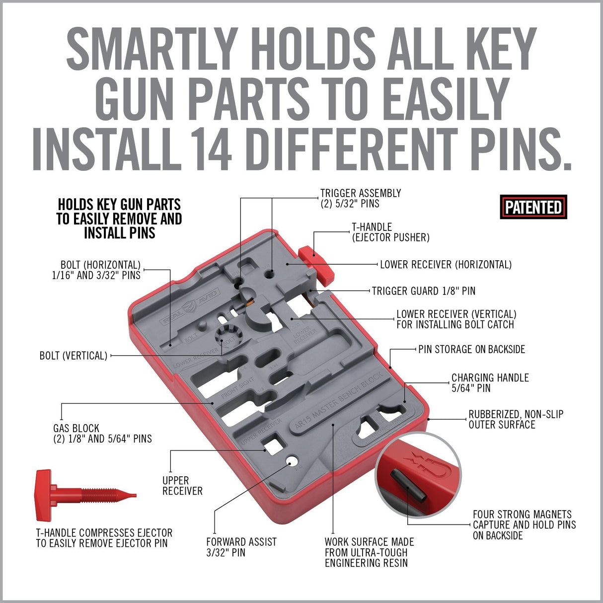 Real Avid - AR15 Master Bench Block - Red/Grey