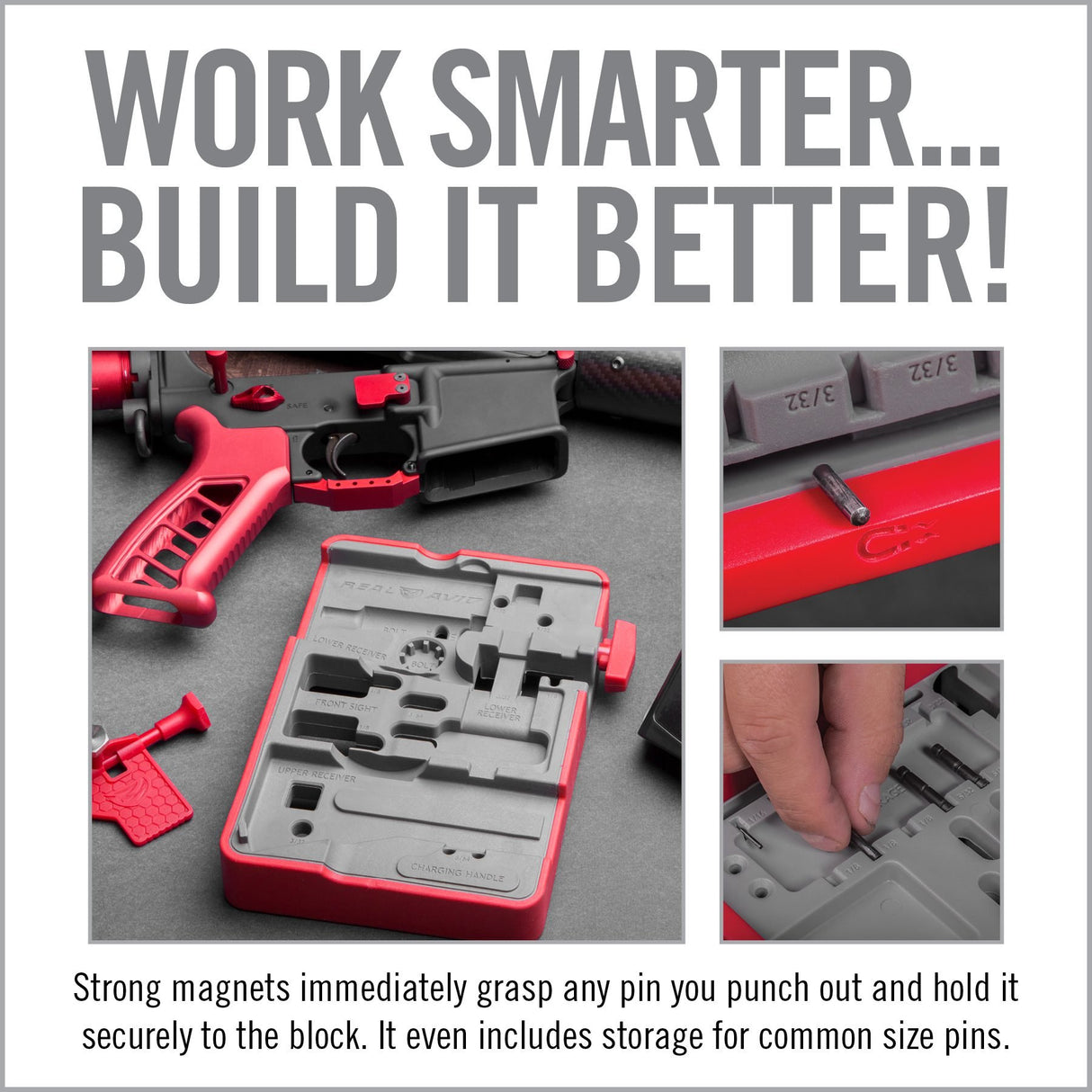Real Avid - AR15 Master Bench Block - Red/Grey