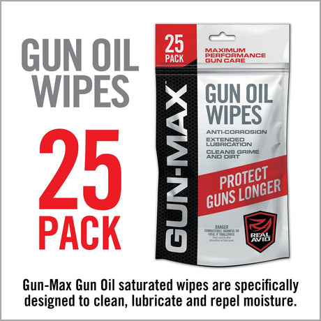 Real Avid - Gun-Max Oil Wipes 25-Pack