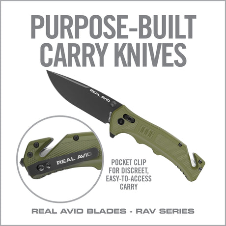 Real Avid - RAV-4 Assisted Folding Knife, Green