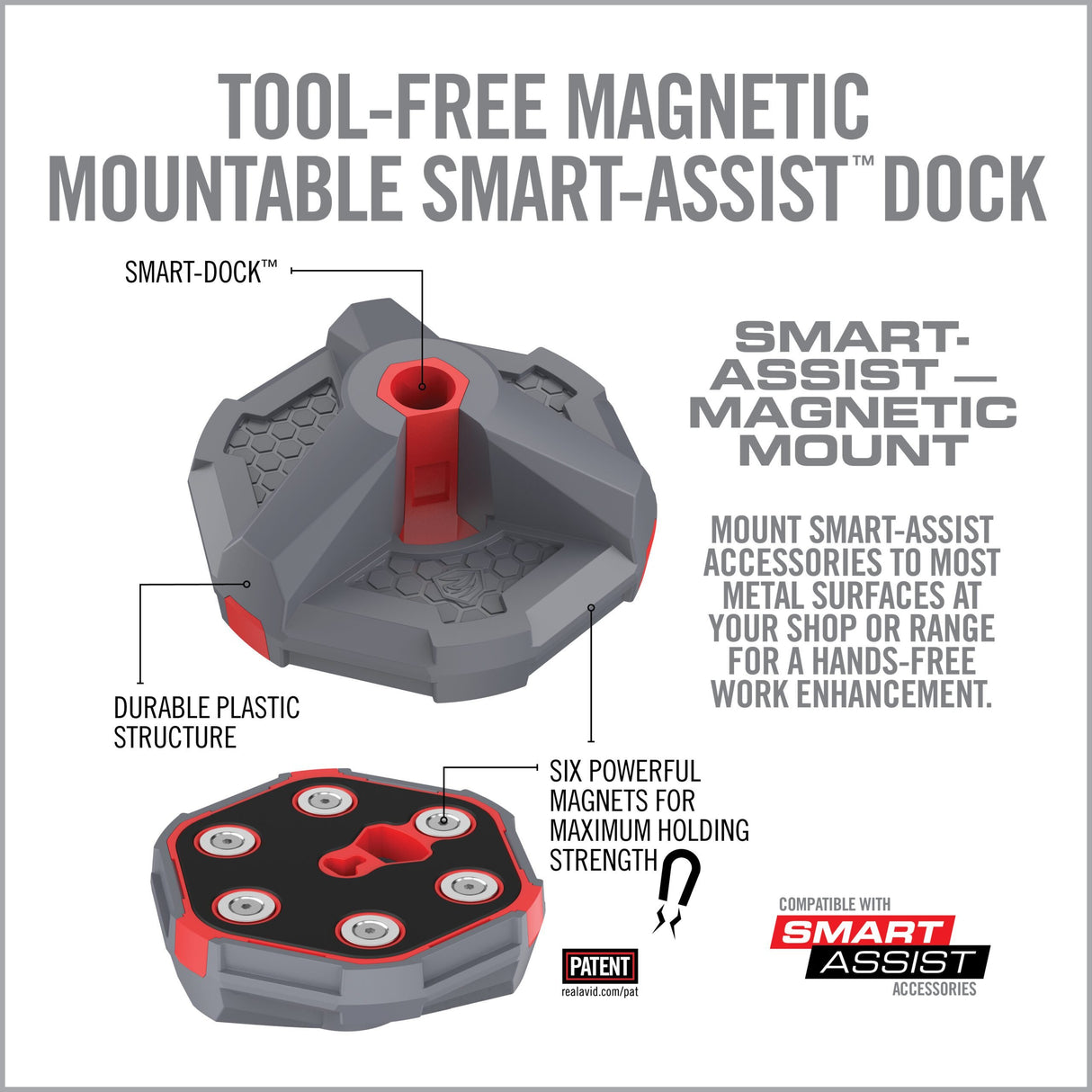 Real Avid - Smart-Assist Magnetic Mount, Gray/Red