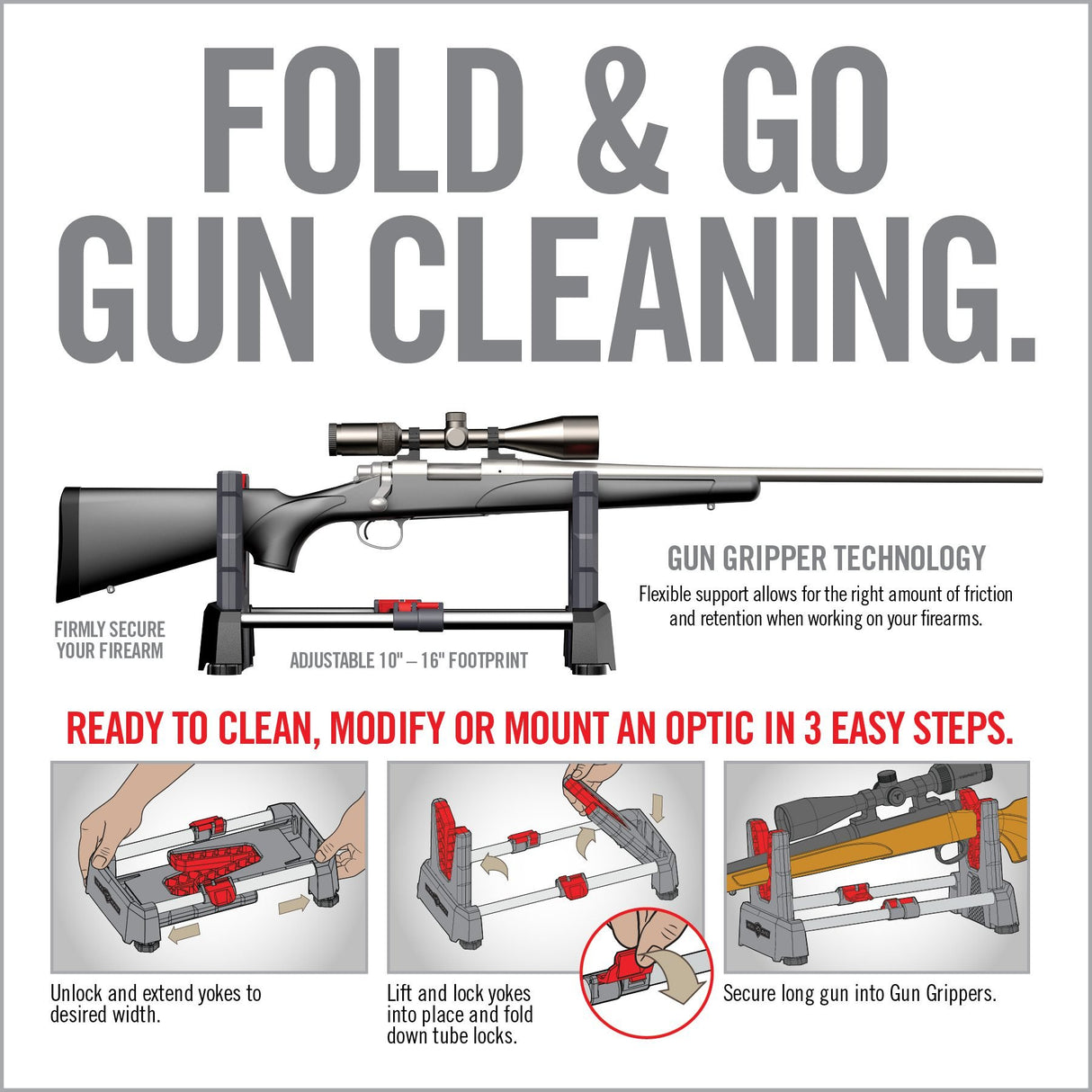 Real Avid - Speed Stand Fold and Go Long Gun Stand - Gray