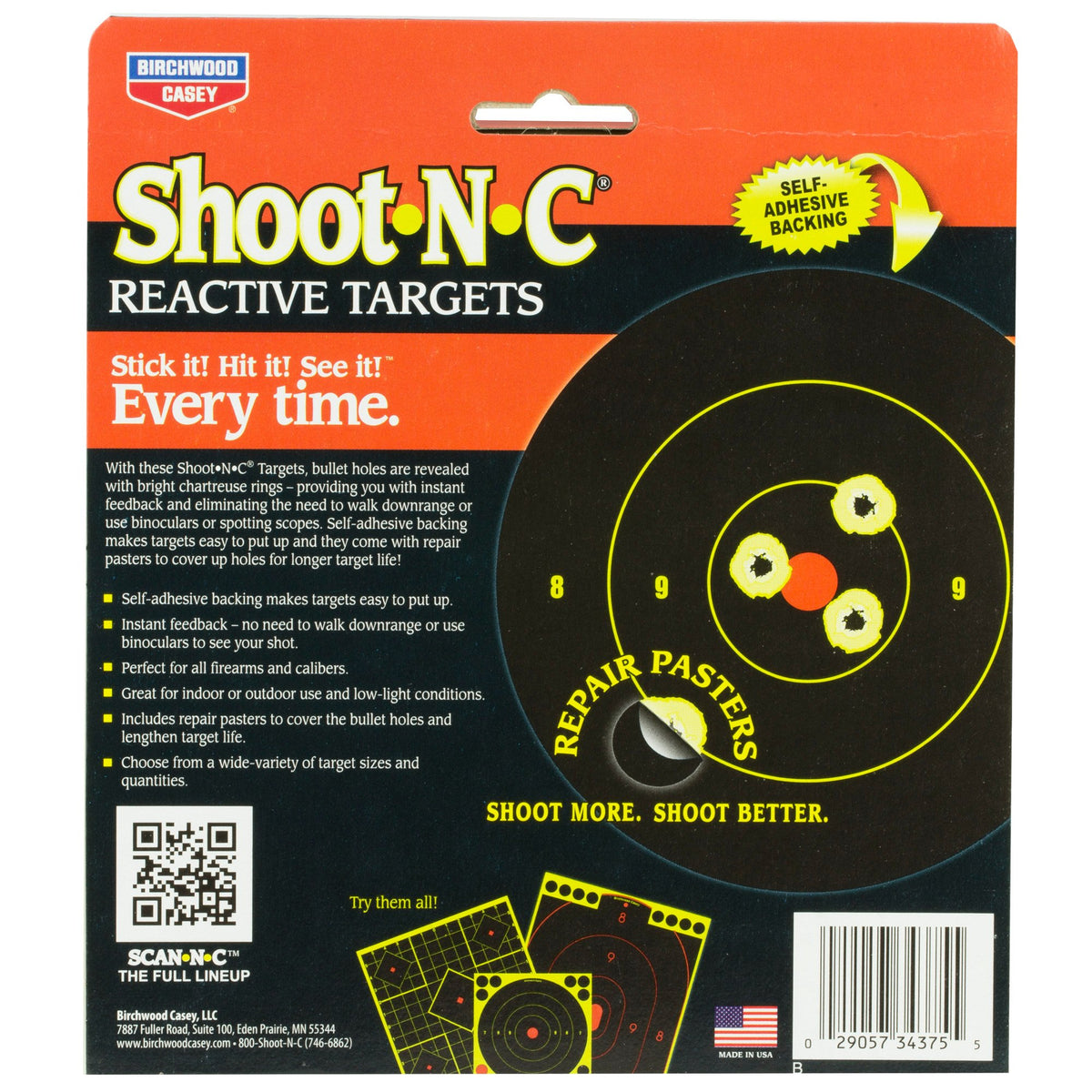 Birchwood Casey - Shoot-N-C Round Bullseye Target, 3", 240 Pack