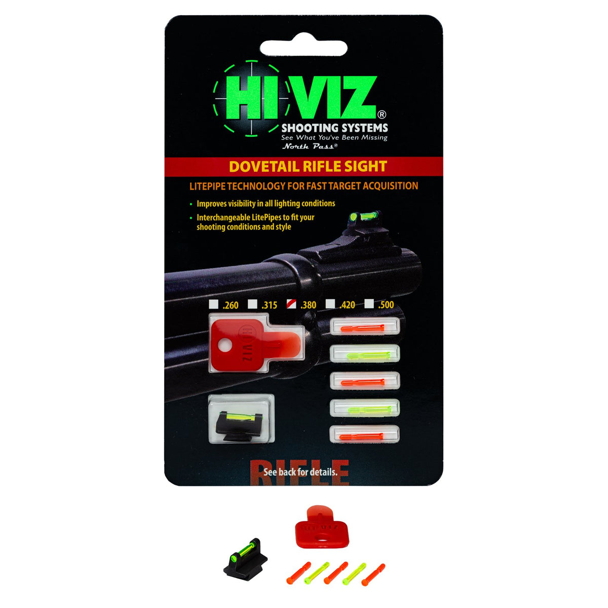 Hi-Viz - Interchangeable Front Sight for 3/8" Dovetail Rifles