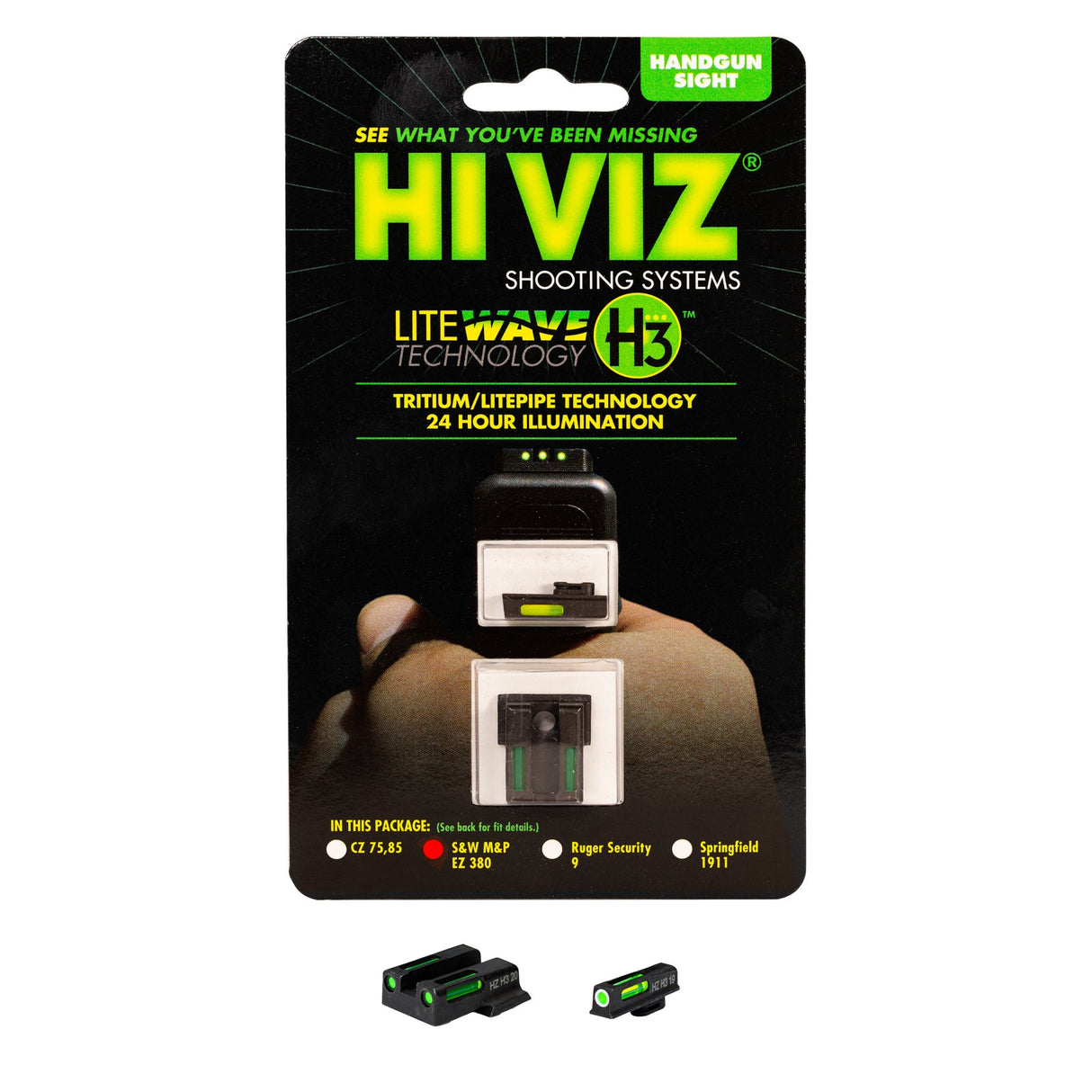 Hi-Viz - LightWave H3 Night Sights for S&W M&P 380 Shield EZ