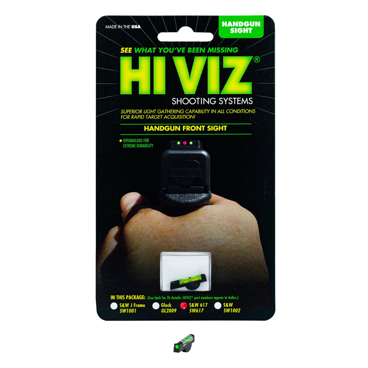 Hi-Viz - Front Sight for S&W 617 Revolver - Green