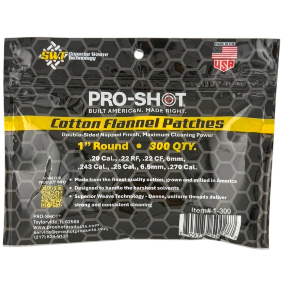 Pro-Shot Products - .22-.270 Caliber Cleaning Patches, 300 Pack