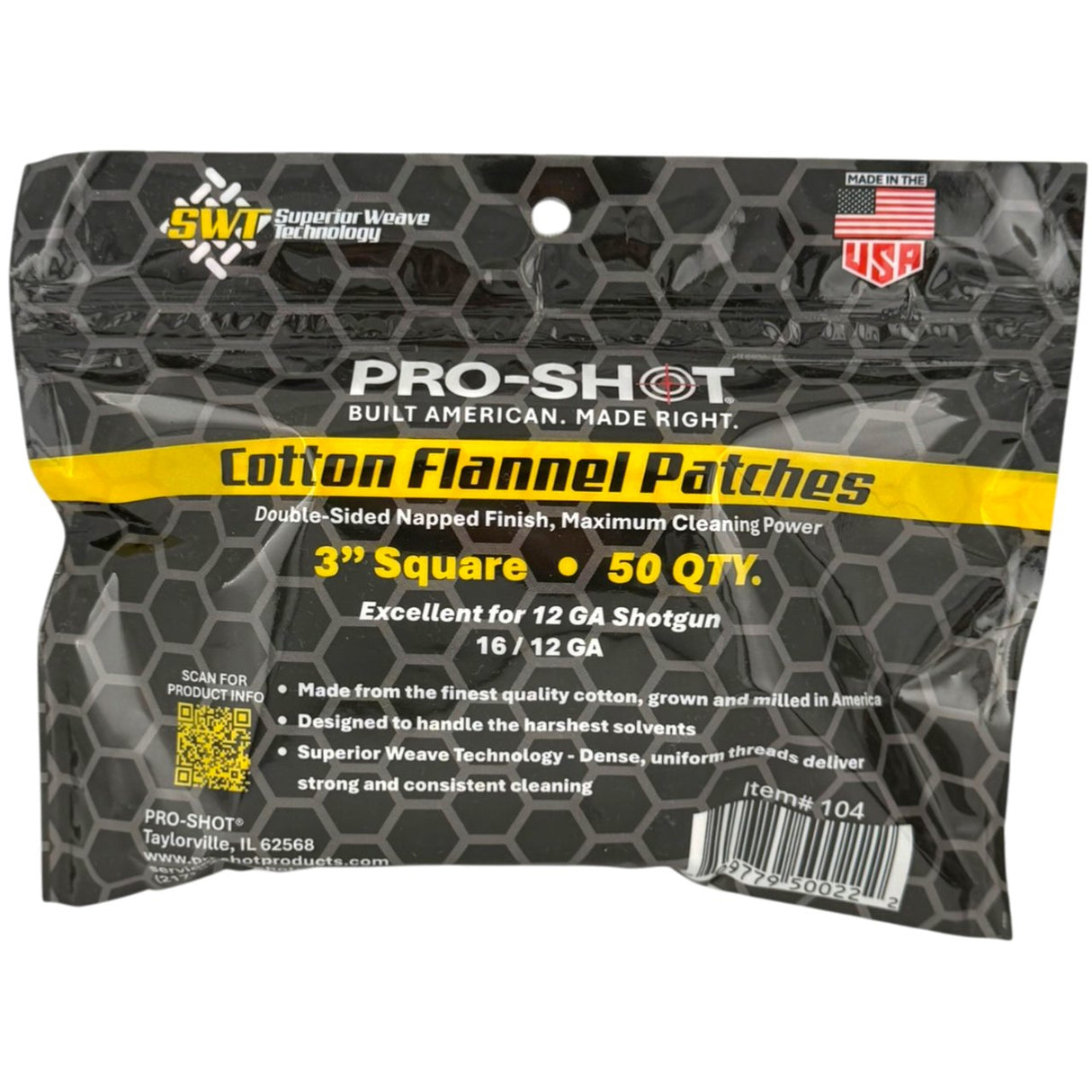 Pro-Shot Products - 12-16 Gauge Cleaning Patches, 50 Pack